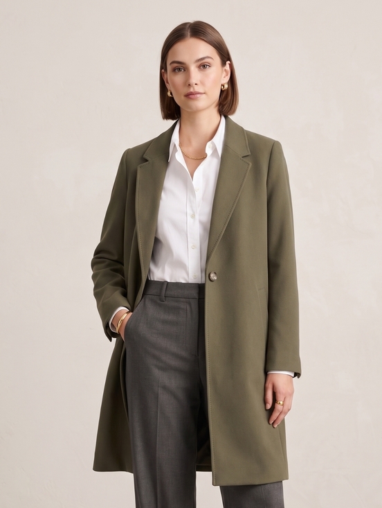RW&CO. Jackets & Blazers - RW&CO - Olive Green Single-Button Long Coat